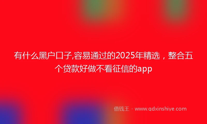 有什么黑户口子,容易通过的2025年精选，整合五个贷款好做不看征信的app