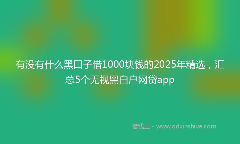 有没有什么黑口子借1000块钱的2025年精选，汇总5个无视黑白户网贷app