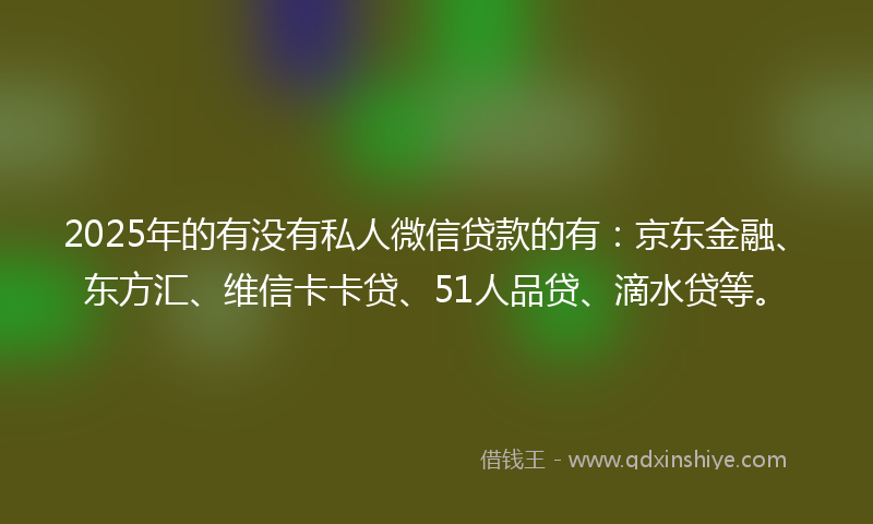 2025年的有没有私人微信贷款的有：京东金融、东方汇、维信卡卡贷、51人品贷、滴水贷等。