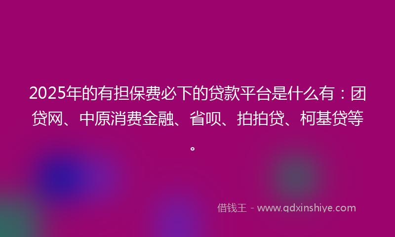 2025年的有担保费必下的贷款平台是什么有：团贷网、中原消费金融、省呗、拍拍贷、柯基贷等。