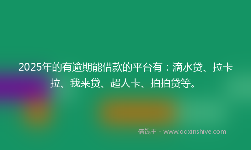 2025年的有逾期能借款的平台有：滴水贷、拉卡拉、我来贷、超人卡、拍拍贷等。