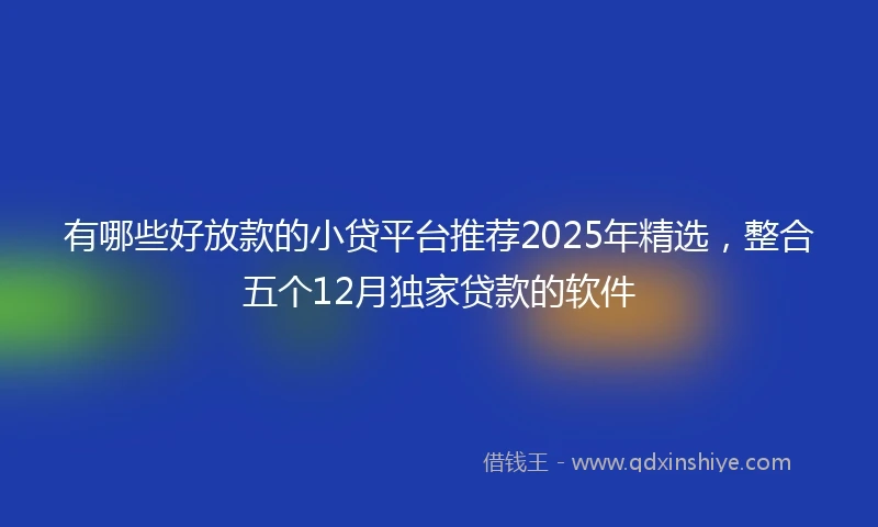 有哪些好放款的小贷平台推荐2025年精选，整合五个12月独家贷款的软件