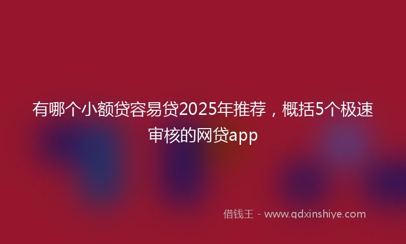 有哪个小额贷容易贷2025年推荐，概括5个极速审核的网贷app