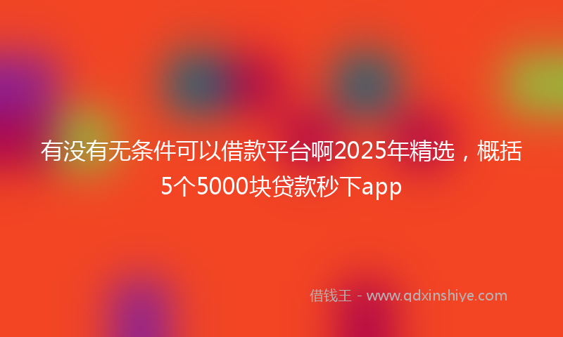 有没有无条件可以借款平台啊2025年精选,概括5个5000块贷款秒下app