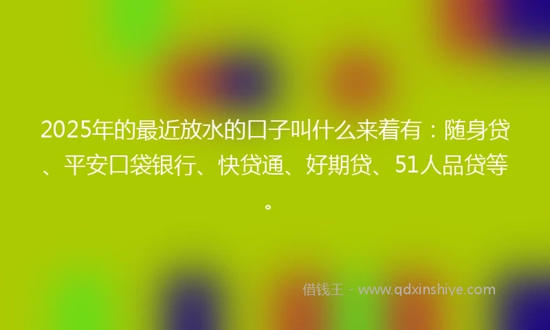 2025年的最近放水的口子叫什么来着有：随身贷、平安口袋银行、快贷通、好期贷、51人品贷等。