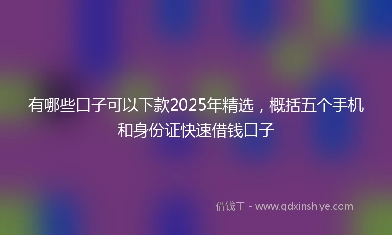 有哪些口子可以下款2025年精选，概括五个手机和身份证快速借钱口子