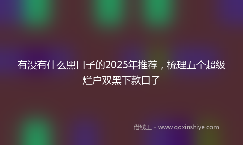 有没有什么黑口子的2025年推荐，梳理五个超级烂户双黑下款口子