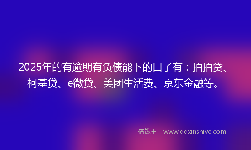 2025年的有逾期有负债能下的口子有：拍拍贷、柯基贷、e微贷、美团生活费、京东金融等。