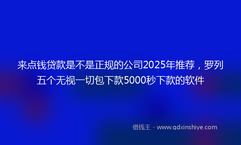 来点钱贷款是不是正规的公司2025年推荐，罗列五个无视一切包下款5000秒下款的软件