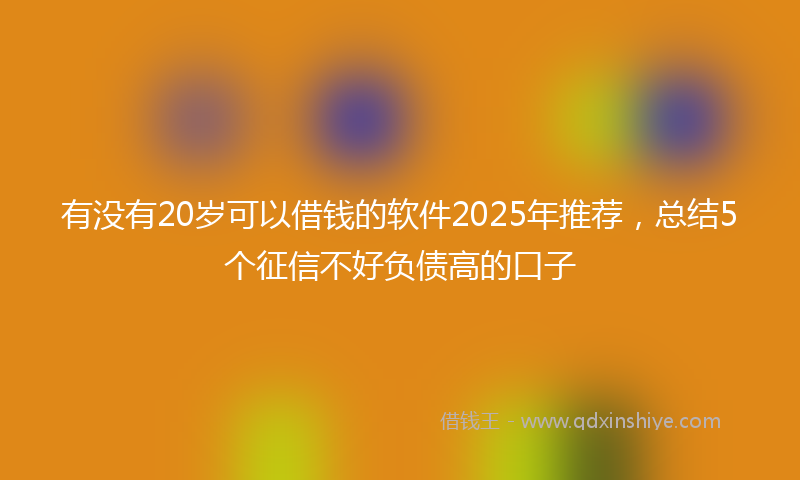 有没有20岁可以借钱的软件2025年推荐，总结5个征信不好负债高的口子