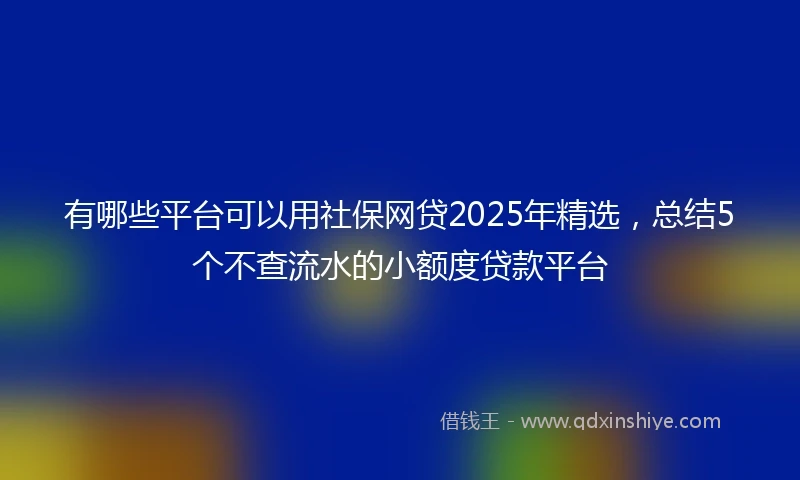 有哪些平台可以用社保网贷2025年精选，总结5个不查流水的小额度贷款平台