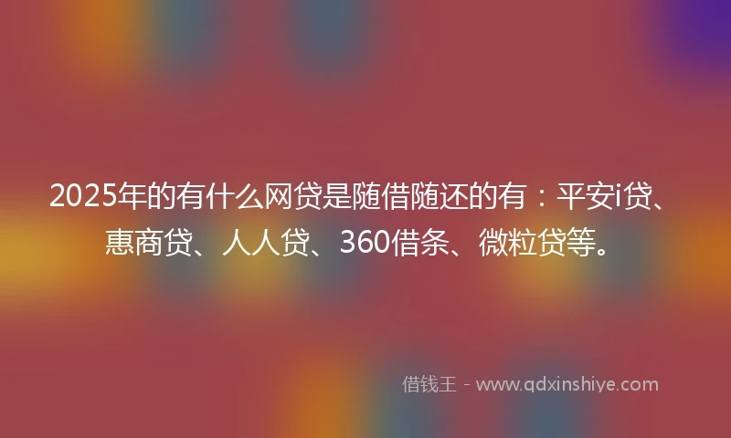 2025年的有什么网贷是随借随还的有：平安i贷、惠商贷、人人贷、360借条、微粒贷等。