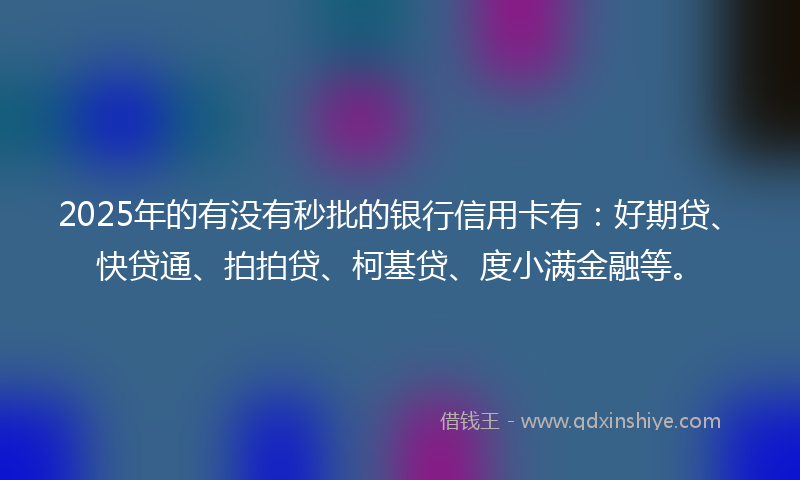 2025年的有没有秒批的银行信用卡有：好期贷、快贷通、拍拍贷、柯基贷、度小满金融等。