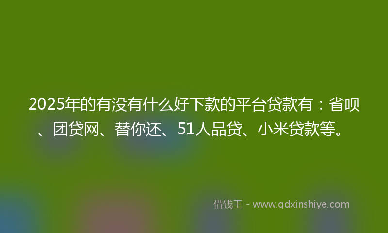 2025年的有没有什么好下款的平台贷款有：省呗、团贷网、替你还、51人品贷、小米贷款等。
