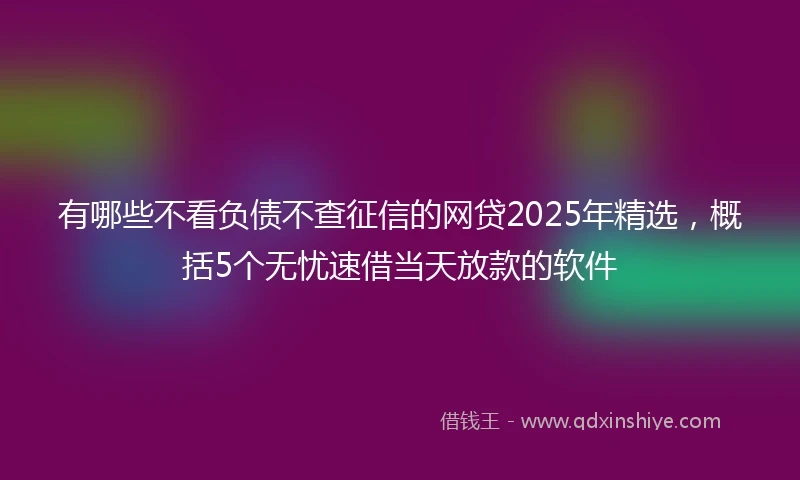 有哪些不看负债不查征信的网贷2025年精选，概括5个无忧速借当天放款的软件