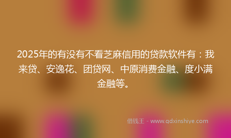 2025年的有没有不看芝麻信用的贷款软件有：我来贷、安逸花、团贷网、中原消费金融、度小满金融等。