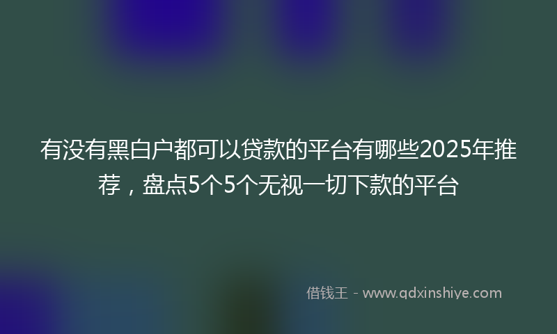 有没有黑白户都可以贷款的平台有哪些2025年推荐，盘点5个5个无视一切下款的平台