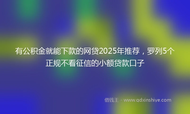 有公积金就能下款的网贷2025年推荐，罗列5个正规不看征信的小额贷款口子
