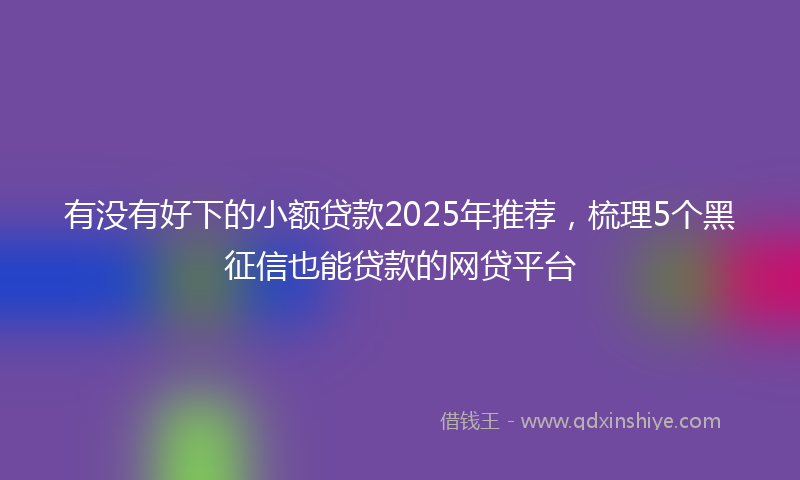 有没有好下的小额贷款2025年推荐，梳理5个黑征信也能贷款的网贷平台