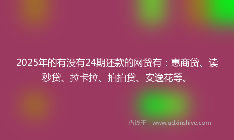 2025年的有没有24期还款的网贷有：惠商贷、读秒贷、拉卡拉、拍拍贷、安逸花等。