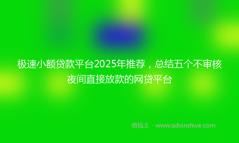 极速小额贷款平台2025年推荐，总结五个不审核夜间直接放款的网贷平台