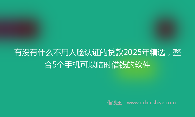 有没有什么不用人脸认证的贷款2025年精选，整合5个手机可以临时借钱的软件
