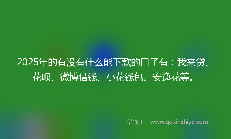 2025年的有没有什么能下款的口子有：我来贷、花呗、微博借钱、小花钱包、安逸花等。