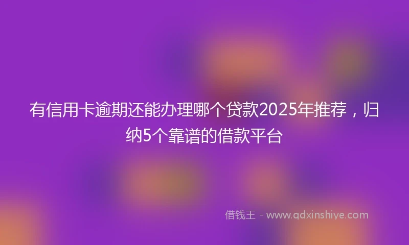 有信用卡逾期还能办理哪个贷款2025年推荐，归纳5个靠谱的借款平台
