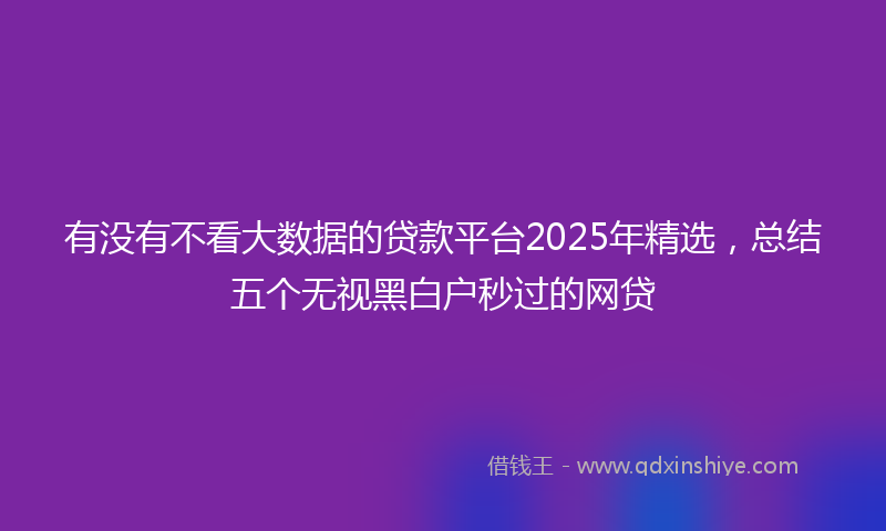 有没有不看大数据的贷款平台2025年精选，总结五个无视黑白户秒过的网贷