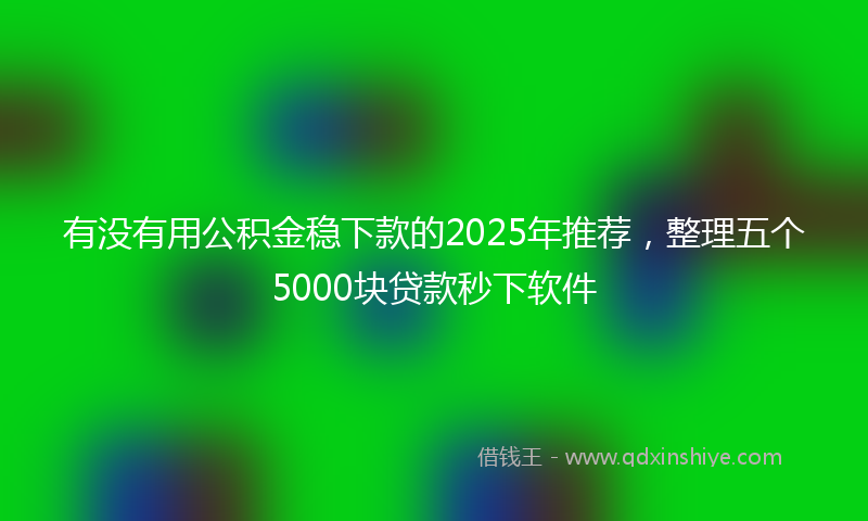 有没有用公积金稳下款的2025年推荐，整理五个5000块贷款秒下软件