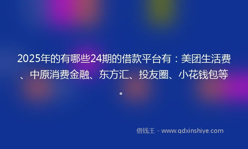 2025年的有哪些24期的借款平台有：美团生活费、中原消费金融、东方汇、投友圈、小花钱包等。