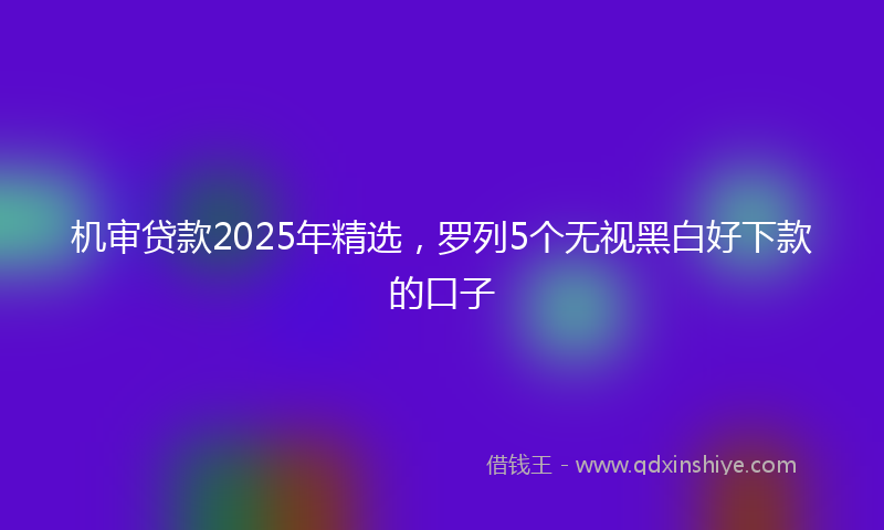 机审贷款2025年精选，罗列5个无视黑白好下款的口子