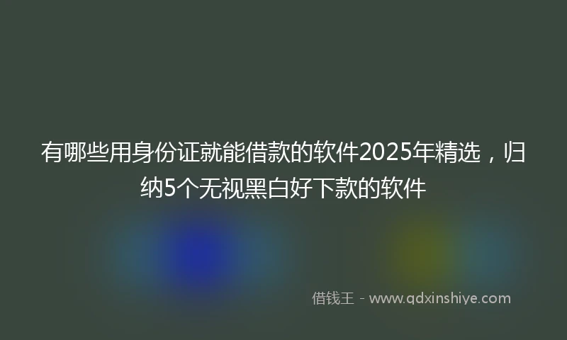 有哪些用身份证就能借款的软件2025年精选，归纳5个无视黑白好下款的软件