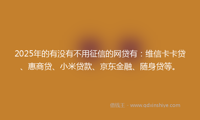 2025年的有没有不用征信的网贷有：维信卡卡贷、惠商贷、小米贷款、京东金融、随身贷等。