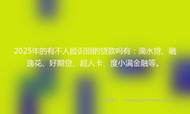 2025年的有不人脸识别的贷款吗有：滴水贷、融逸花、好期贷、超人卡、度小满金融等。