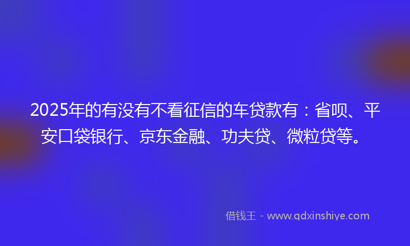 2025年的有没有不看征信的车贷款有：省呗、平安口袋银行、京东金融、功夫贷、微粒贷等。