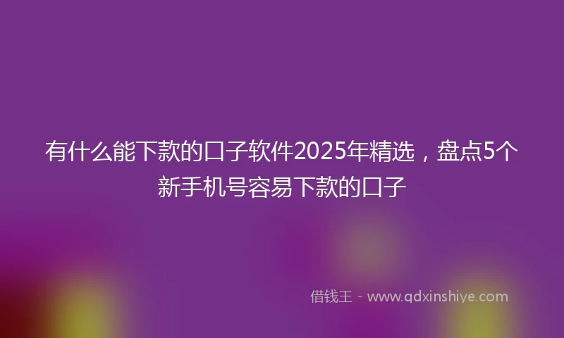 有什么能下款的口子软件2025年精选，盘点5个新手机号容易下款的口子