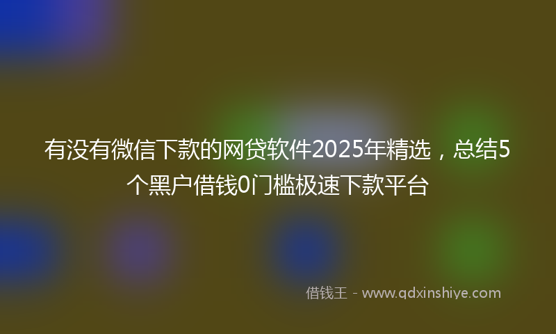 有没有微信下款的网贷软件2025年精选，总结5个黑户借钱0门槛极速下款平台