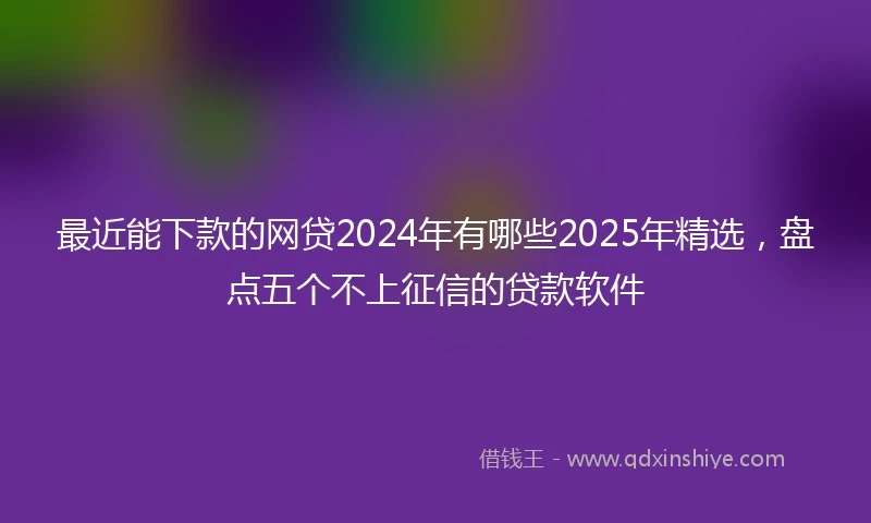 最近能下款的网贷2024年有哪些2025年精选，盘点五个不上征信的贷款软件