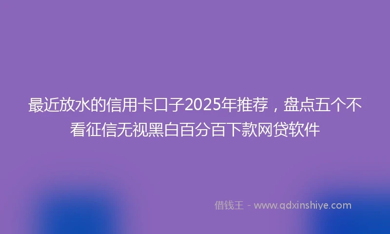 最近放水的信用卡口子2025年推荐，盘点五个不看征信无视黑白百分百下款网贷软件
