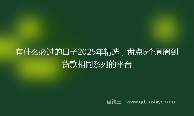 有什么必过的口子2025年精选，盘点5个周周到贷款相同系列的平台