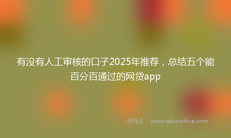 有没有人工审核的口子2025年推荐，总结五个能百分百通过的网贷app
