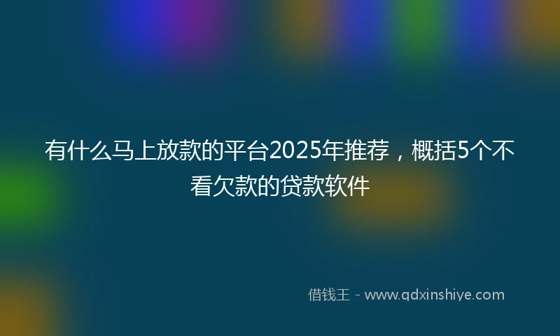 有什么马上放款的平台2025年推荐，概括5个不看欠款的贷款软件