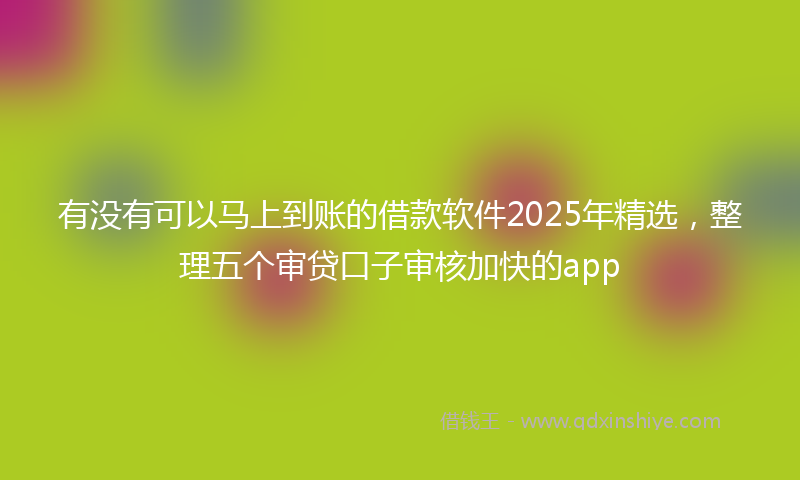 有没有可以马上到账的借款软件2025年精选，整理五个审贷口子审核加快的app