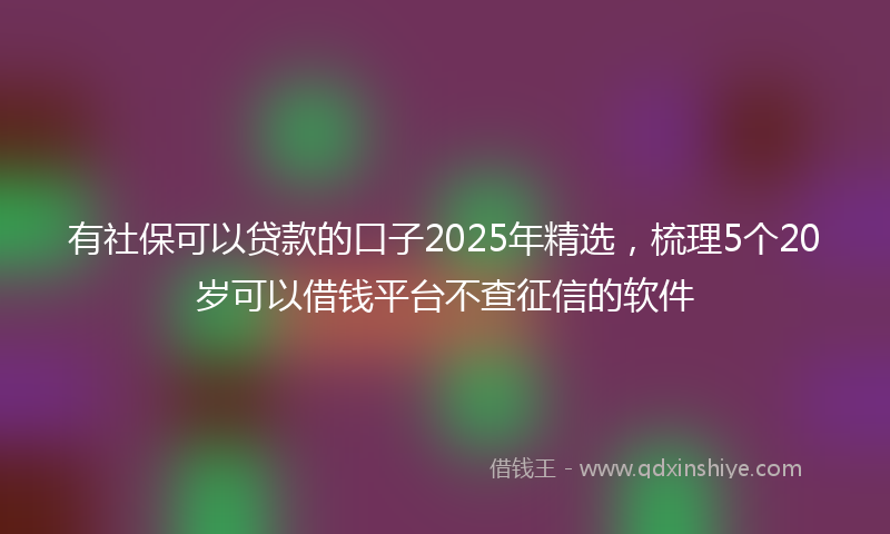 有社保可以贷款的口子2025年精选，梳理5个20岁可以借钱平台不查征信的软件