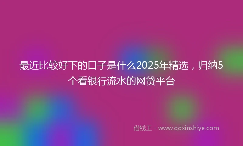 最近比较好下的口子是什么2025年精选,归纳5个看银行流水的网贷平台