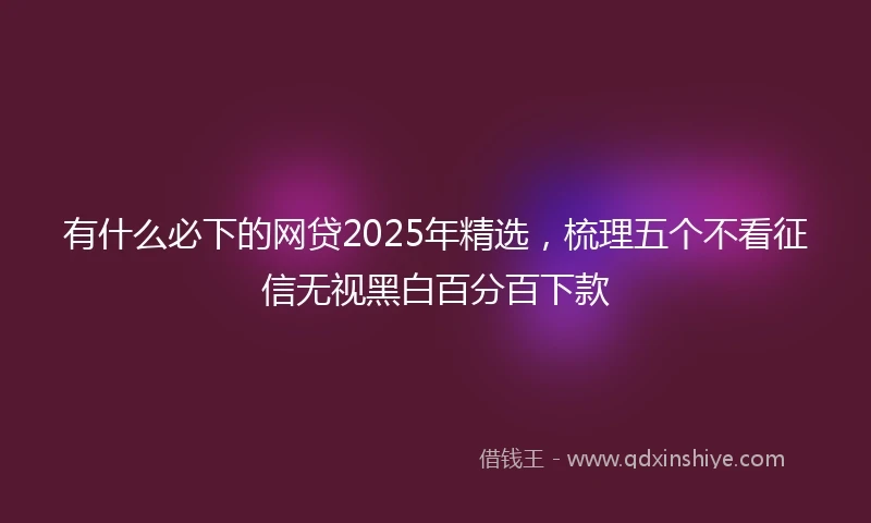 有什么必下的网贷2025年精选,梳理五个不看征信无视黑白百分百下款