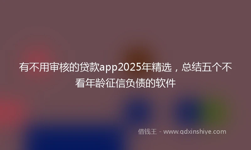 有不用审核的贷款app2025年精选，总结五个不看年龄征信负债的软件