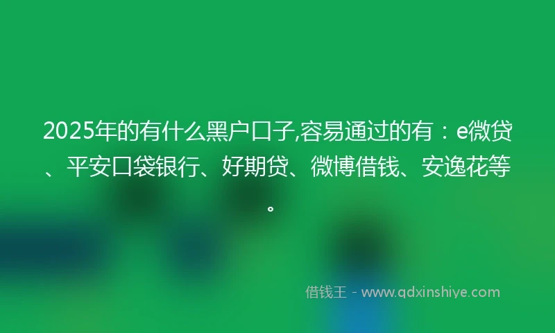 2025年的有什么黑户口子,容易通过的有：e微贷、平安口袋银行、好期贷、微博借钱、安逸花等。