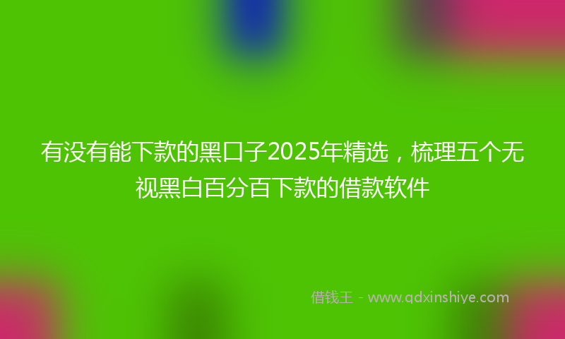有没有能下款的黑口子2025年精选，梳理五个无视黑白百分百下款的借款软件